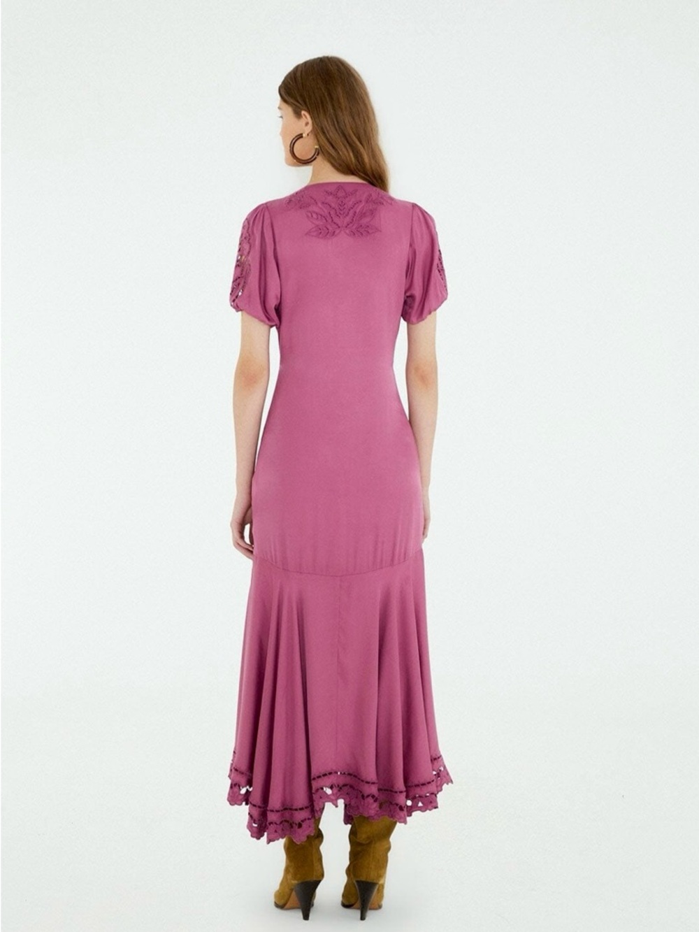 FARM Rio Pink Richelieu Lenzing Ecovero Viscose Maxi Dress Size Medium NWT - Picture 5 of 16